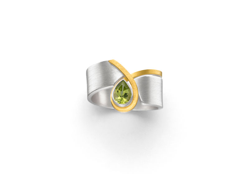 SILBER/GOLD RING PERIDOT